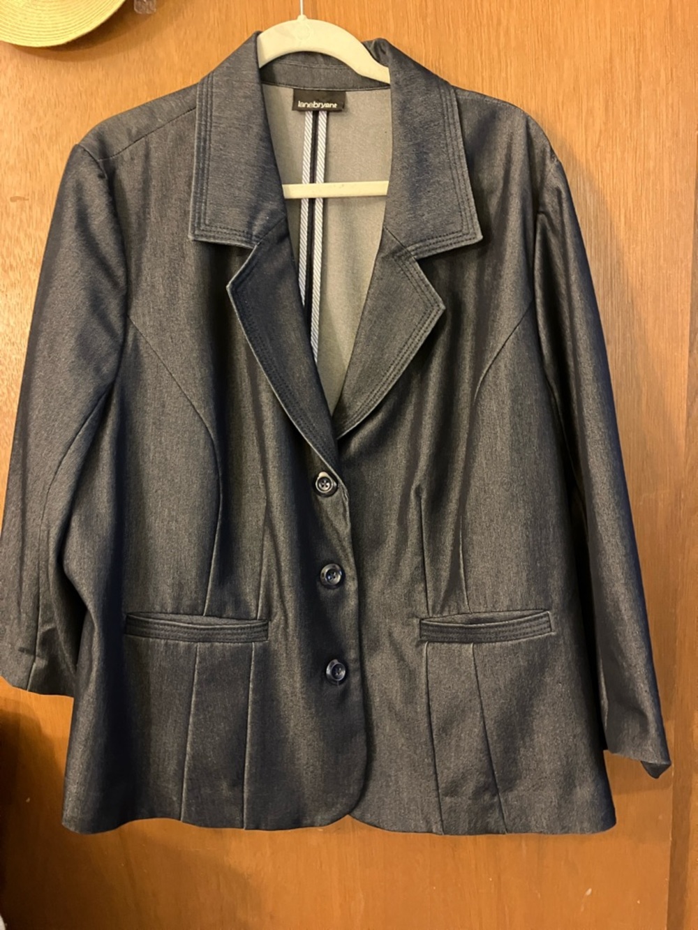 Lane Bryant Chambray Denim Button Front Stretch Blazer Jacket Size 3X